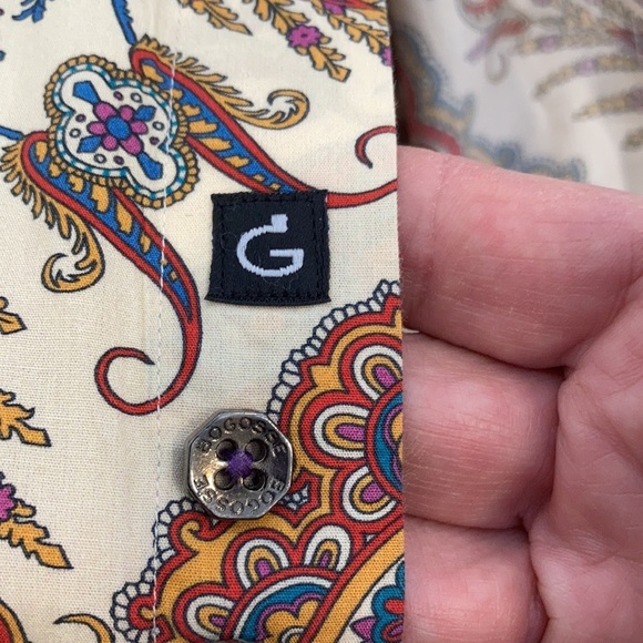 Bogosse Men's Long Sleeve Cream Shirt with Paisley Design Size 3 Cotton - Picture 9 of 11